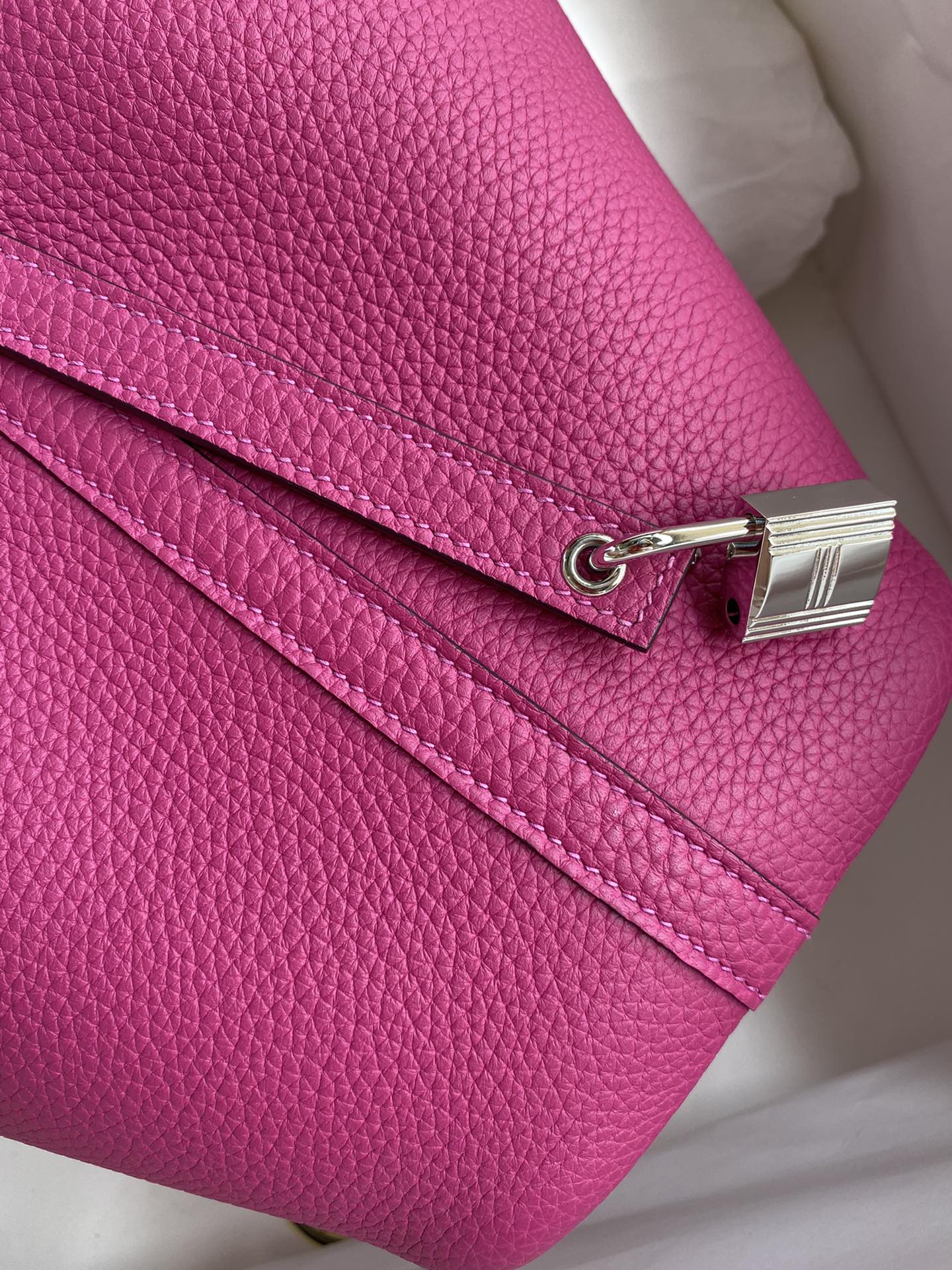 Hermes Picotin Lock 18 Bag In Rose Red Clemence Leather